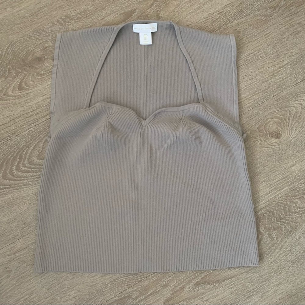 House of Harlow 1960 Gray Sleeveless Sweetheart Neckline Blouse Size L